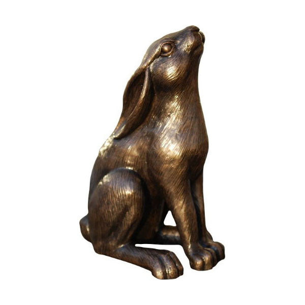 Moon Gazing Hare Sculpture 6" high Bronze