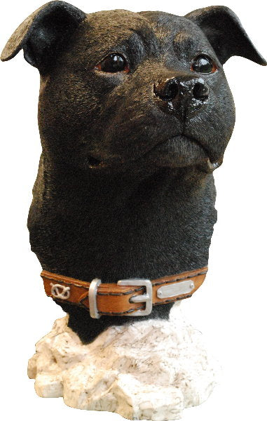Staffordshire Bull Terrier Black Head Bust