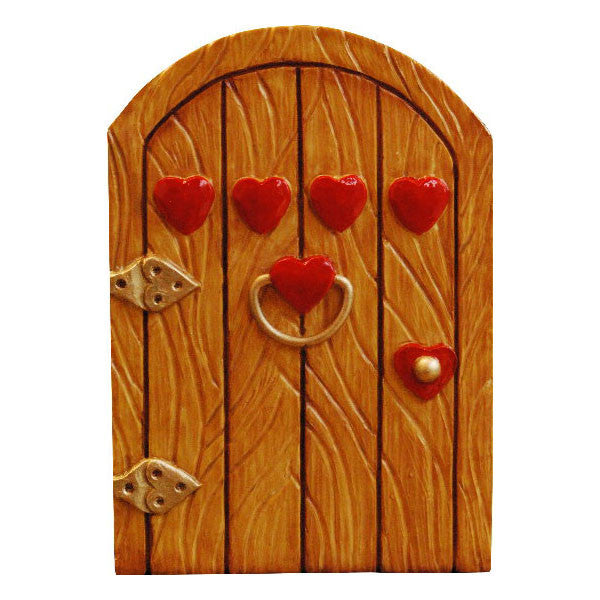Four Hearts Fairy Door Hand painted Tan