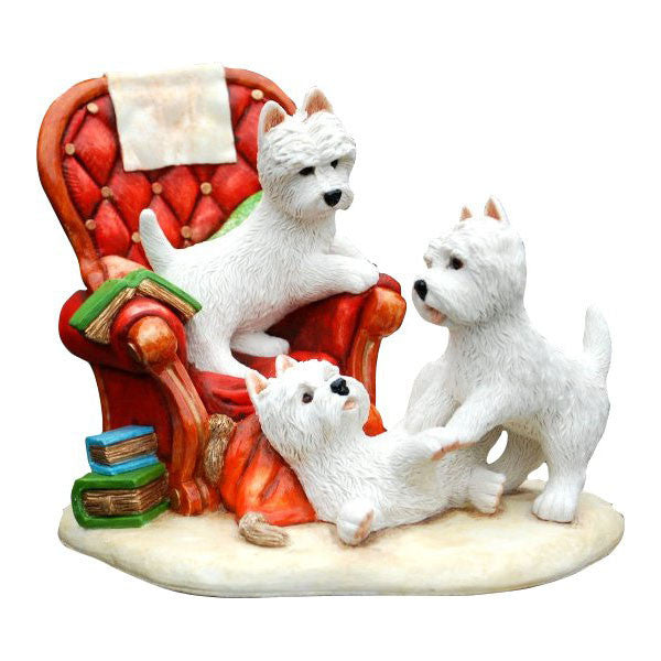 Grandpa's chair and westie pups without base
