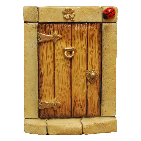 Shamrock Fairy Door Hand Painted Tan Door