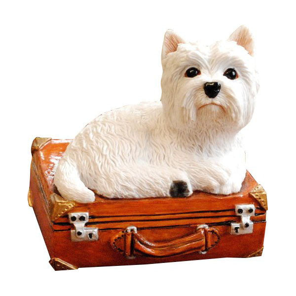 Westie Sat on Suitcase Dont Go Figurine