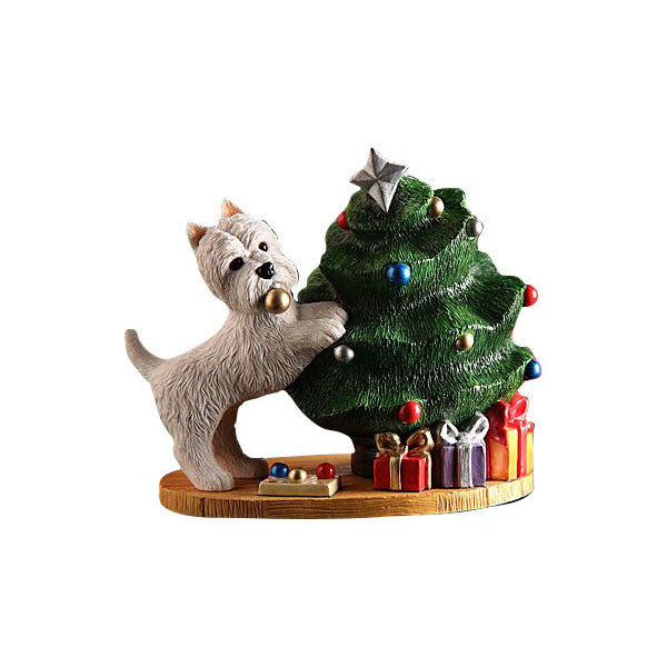 Christmas Westie Dressing the Tree