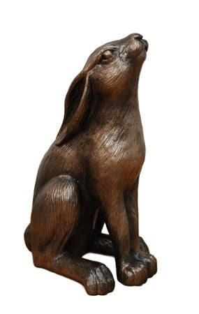 Moongazing Hare Sculpture Figurine - Bronze Finish - 6 Inch High - Handmade by Peakdale Sculptures England