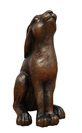 Moongazing Hare Sculpture Figurine - Bronze Finish - 6 Inch High - Handmade by Peakdale Sculptures England