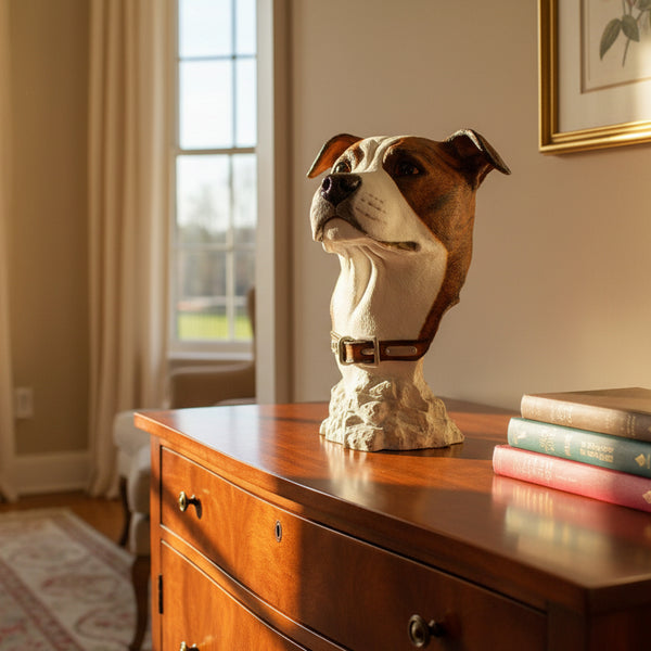 Staffordshire Bull Terrier Bust Sculpture Brindle