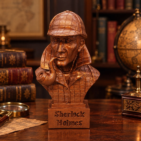 Sherlock Holmes Bust – Handmade Bronze Effect Figurine Sculpture - 5.5in Tall