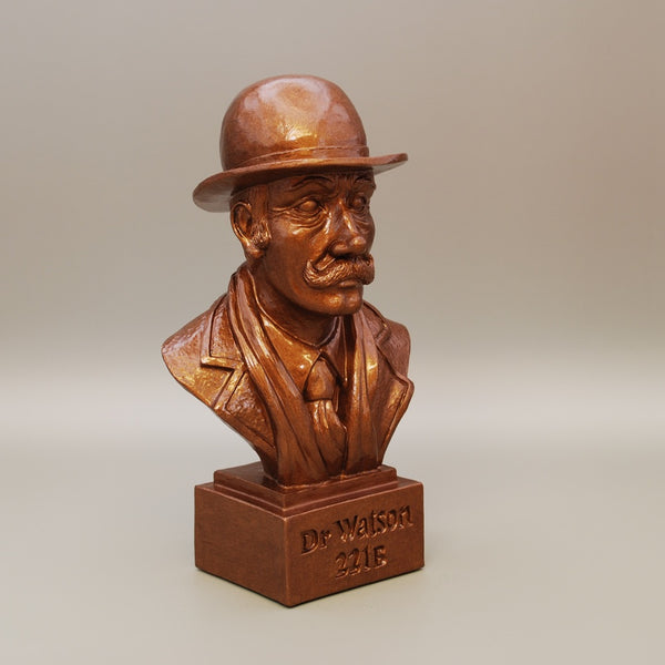 Dr Watson Head Bust Hand Painted Bronze - 5.5In High