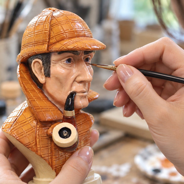 Sherlock Holmes Bust Figurine – Hand Painted Detective Collectible Ornament - Size 5in High