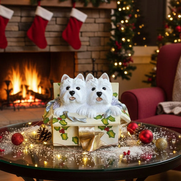 Christmas Westies Double Delight in Tan Box