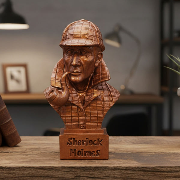 Sherlock Holmes Head Bust, 5.5 inches Tall, Hand Painted Bronze,