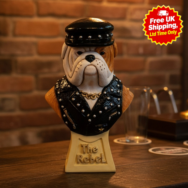 Bulldog Figurine – The Rebel in a Leather Jacket & Cap – 5¾ Inch