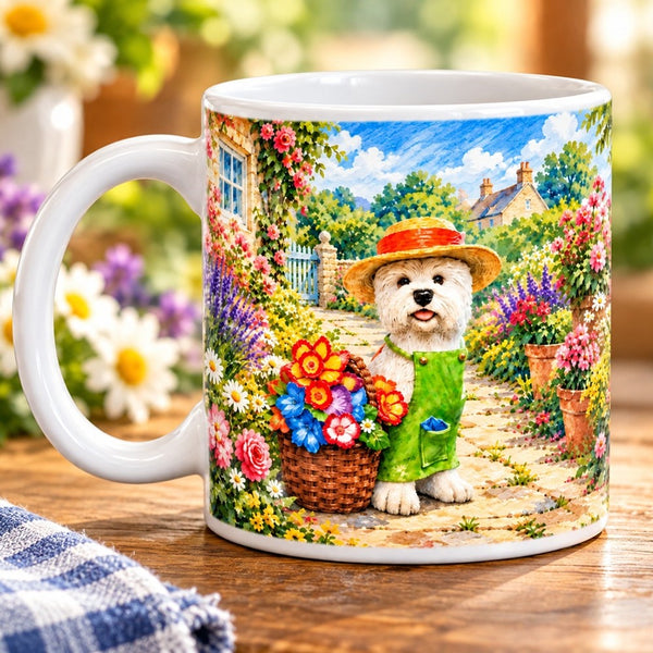Westie Garden Mug – Floral West Highland Terrier Gift