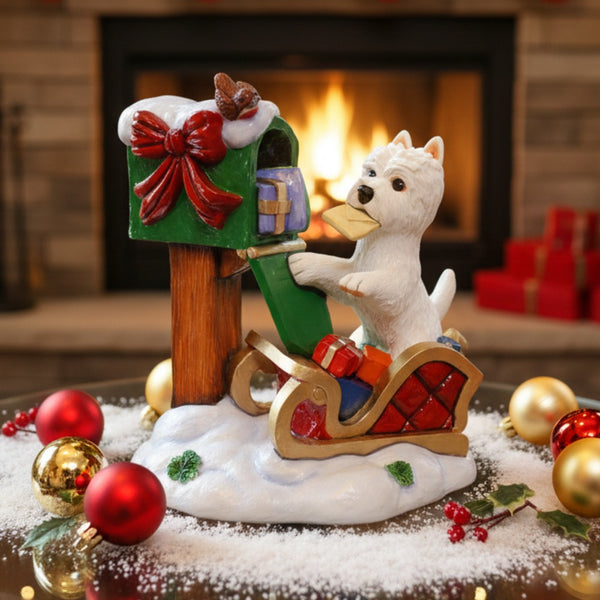 Christmas Westie Posting Dear Santa Letter Figurine