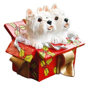 Pair of westies in Christmas Box