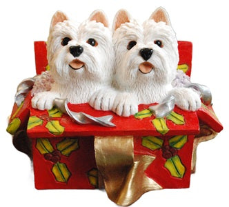 Pair of westies in Christmas Box