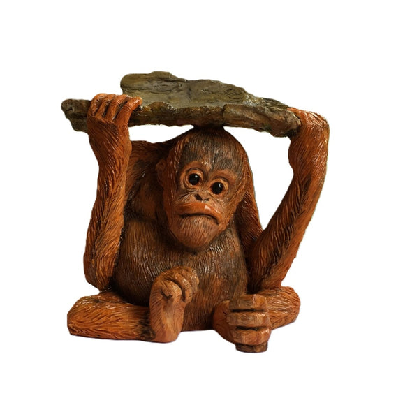 Handcrafted Baby Orangutan Figurine – Realistic Wildlife Animal Statue for Home Decor & Collectors