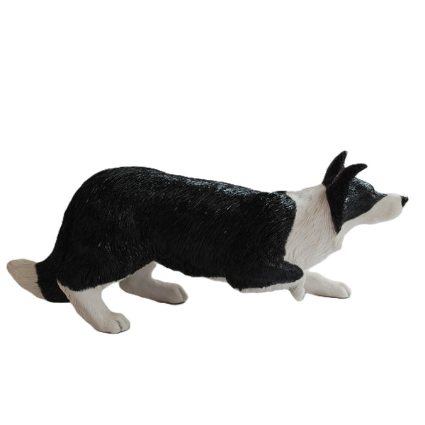Black & White Border Collie Working Figurine