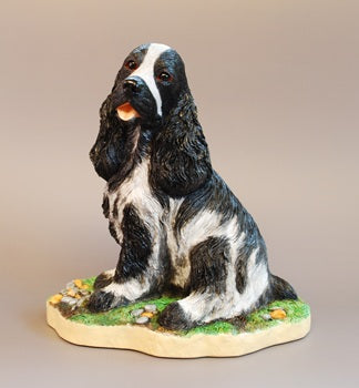 Blue Roan Cocker Spaniel Figurine Gift - 5 1/4" high - Fine Detail - Handmade and Painted In England