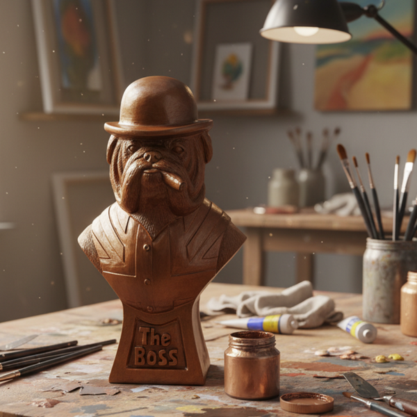 Bronze Painted British Bulldog Bust | Size 5 3/4in high