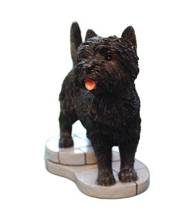 Black Cairn Terrier colour sculpture gift by Peakdalesculptures
