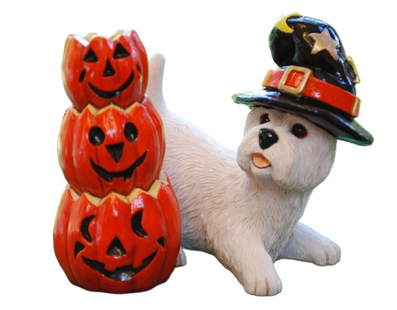 Halloween Westie Figurine Gift - Size 2.3/4 inch high -  A Quality Hand Crafted Sculpture by Peakdale Sculptures, England