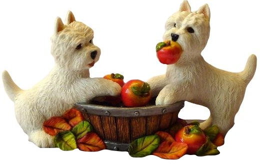 Halloween Westie Pair Bobbing Apples