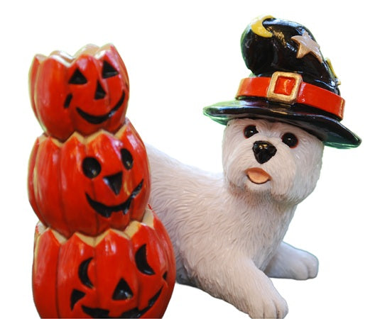 Halloween Westie Figurine Gift - Size 2.3/4 inch high -  A Quality Hand Crafted Sculpture by Peakdale Sculptures, England