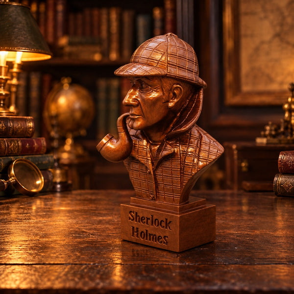 Sherlock Holmes Bust – Handmade Bronze Effect Figurine Sculpture - 5.5in Tall
