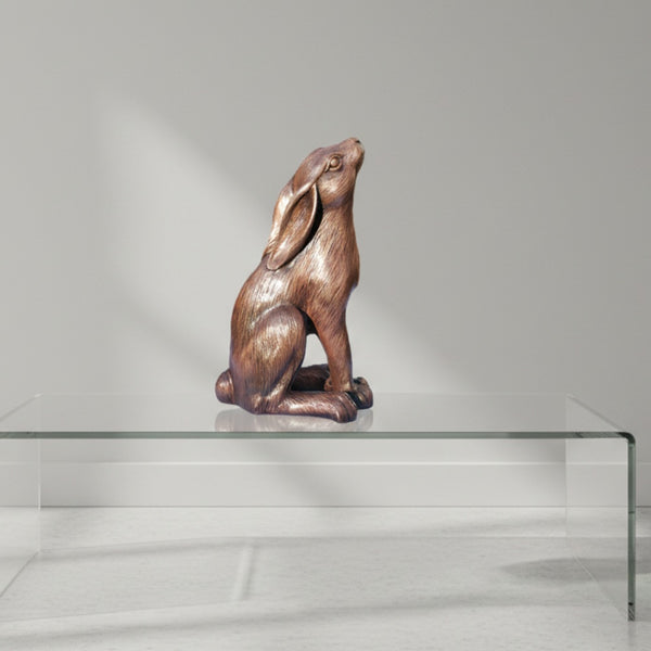 Moon Gazing Hare Copper Finish 6 Inch High