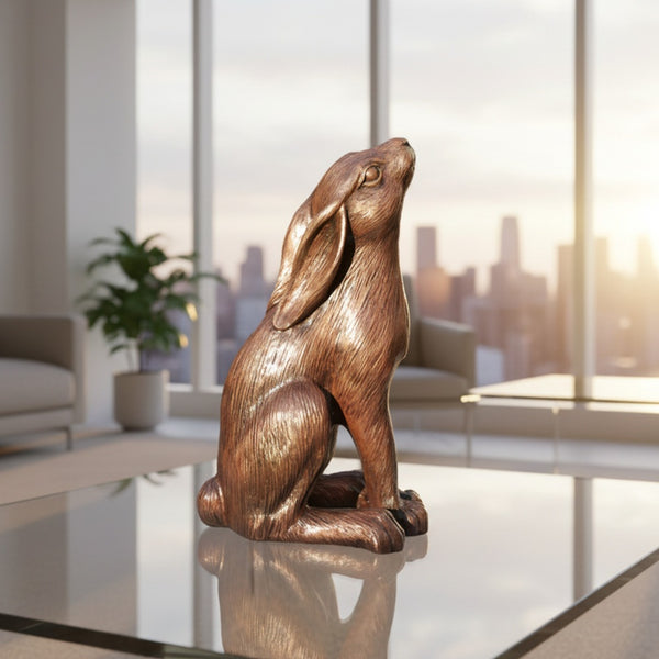Moon Gazing Hare Copper Finish 6 Inch High