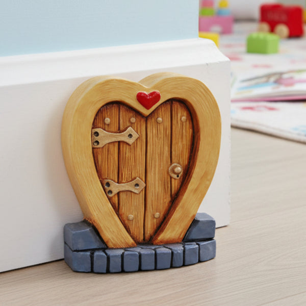 Heart Fairy Door Tan  8cm tall
