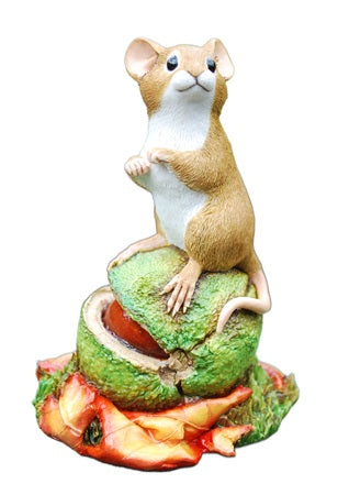 Mouse Figurine on Conker Shell -  Fine Detail - Handmade By Peakdale Sculptures England