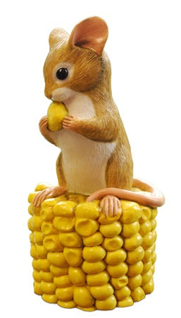 Mouse on Sweetcorn Figurine Gift -Quality Handcrafted Statue - Made in England