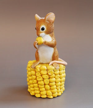 Mouse Figurine Perched on Corn Cob