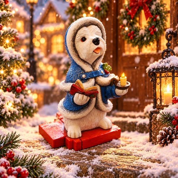 Westie Christmas Carol Singer 2025 Blue 4 Inch High