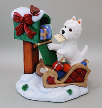 Christmas Westie & Post Box Figurine - Was £45.00  NOW £30.00  - Ltd Stock - Save £15.00