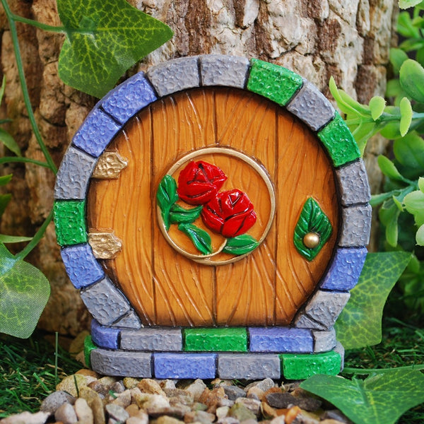 Rose Cottage Fairy Door Tan - 9cm Tall - Indoor or Out