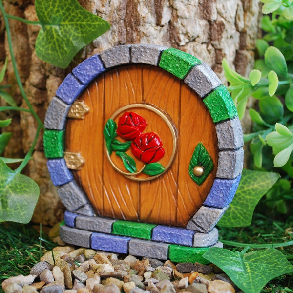 Rose Cottage Fairy Door Tan - 9cm Tall - Indoor or Out