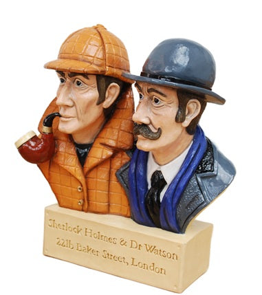 Sherlock Holmes & Dr Watson - Hand Painted Bust - Figurine-Statuette - by Peakdalesculptures