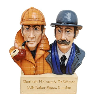 Sherlock Holmes & Dr Watson - Hand Painted Bust - Figurine-Statuette - by Peakdalesculptures