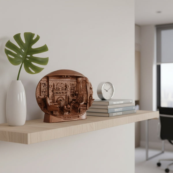 Sherlock Holmes Office, Plaque Hand Painted Bronze,