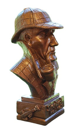 Sherlock Holmes Statue - Painted Bronze Figurine - With Embossed Violin and Magnifying Glass - Size 5 Inch high