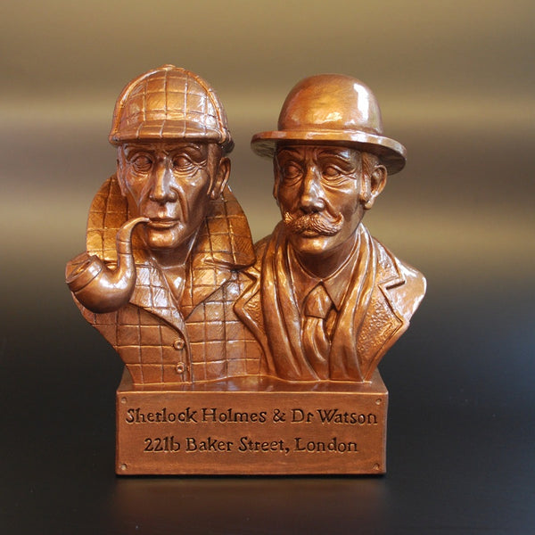Bronze bust of Sherlock Holmes and Dr. Watson