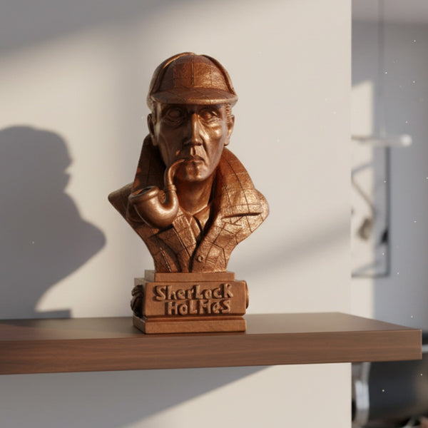 Sherlock Holmes Statue with Violin and Magnifying Glass
