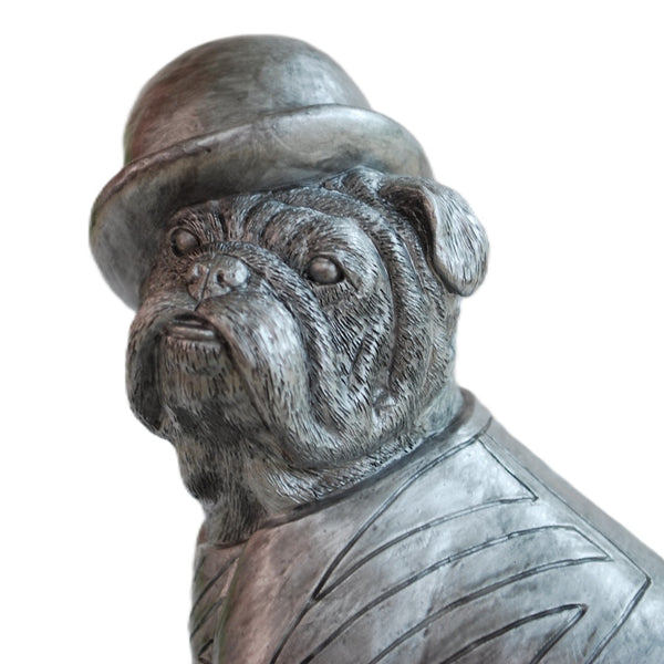 silver bulldog figurine 