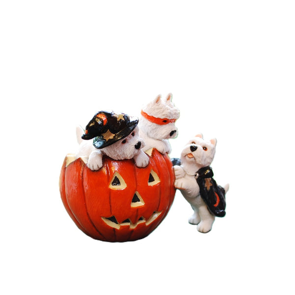 Halloween Pumpkin and Westie Pups