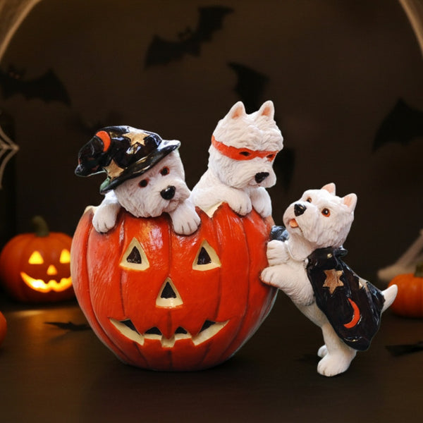 Halloween Pumpkin and Westie Pups