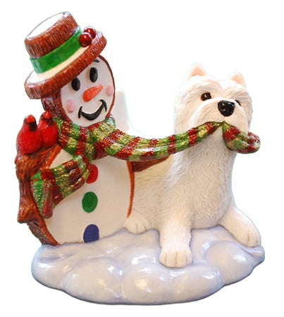 NEW Traditional Christmas Westie Statue & Snowman 2025 - Handmade and painted In England