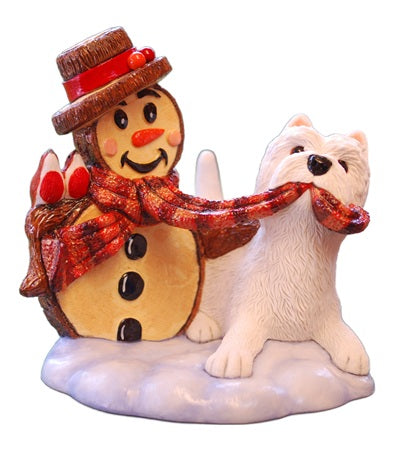 NEW Christmas Westie & Snowman 2025 - A charming addition this Festive Season - Handmade and painted In England